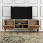 Hanah Home Soporte TV 1122 Bohemio Roble Macizo 138x42.6x29.5 cm Salón Mueble.